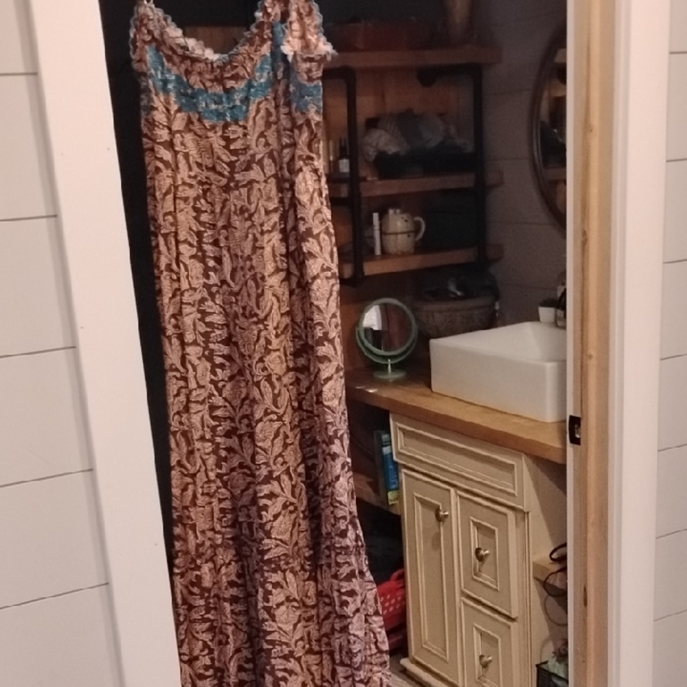 Natural Life Brown Jumpsuit with Blue Embroidery Size S. Adorable! 🥰 - Picture 6 of 12